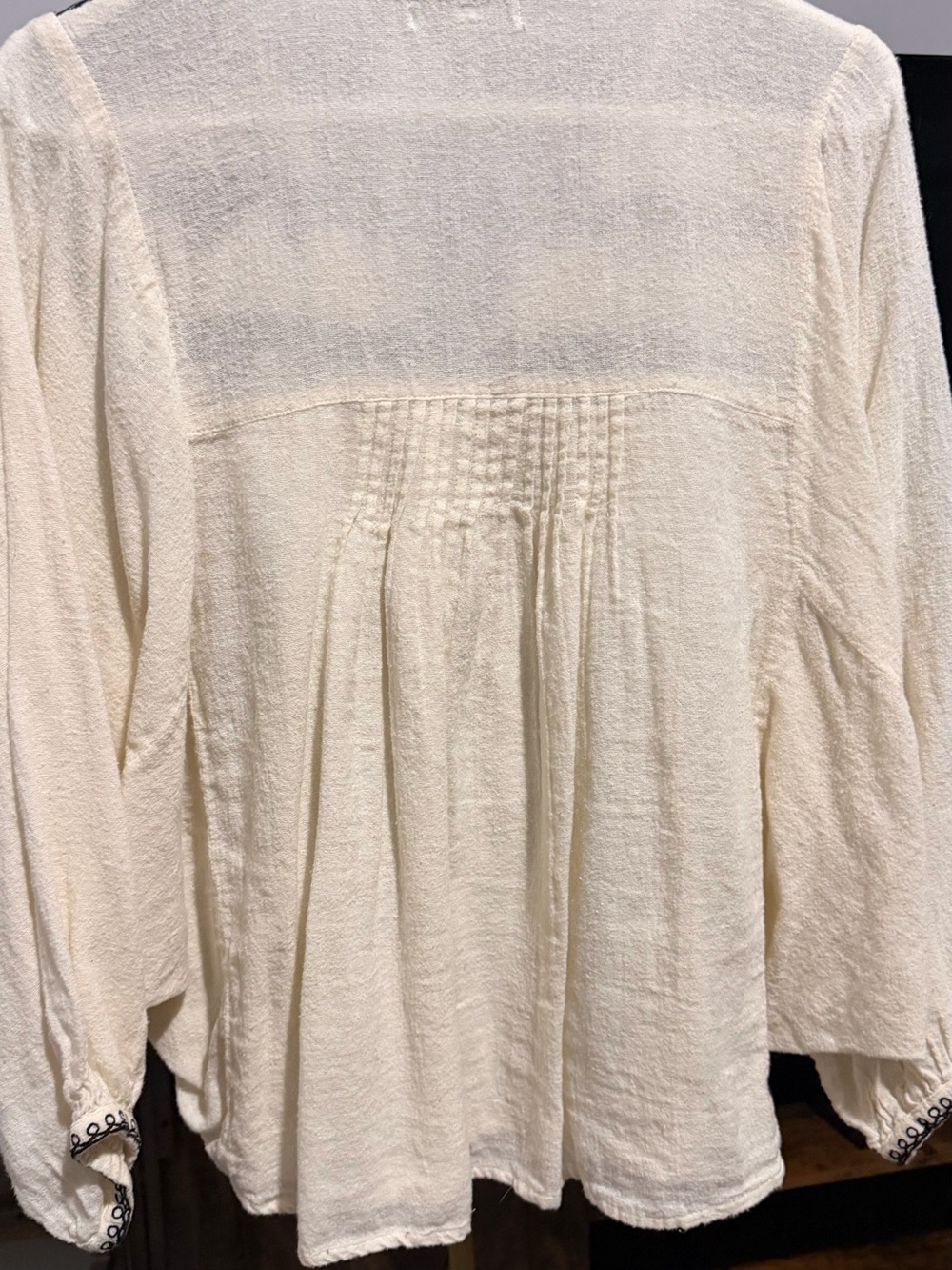 World Market Ivory Tunic with Black Embroidery and Tassels - Picture 2 of 4